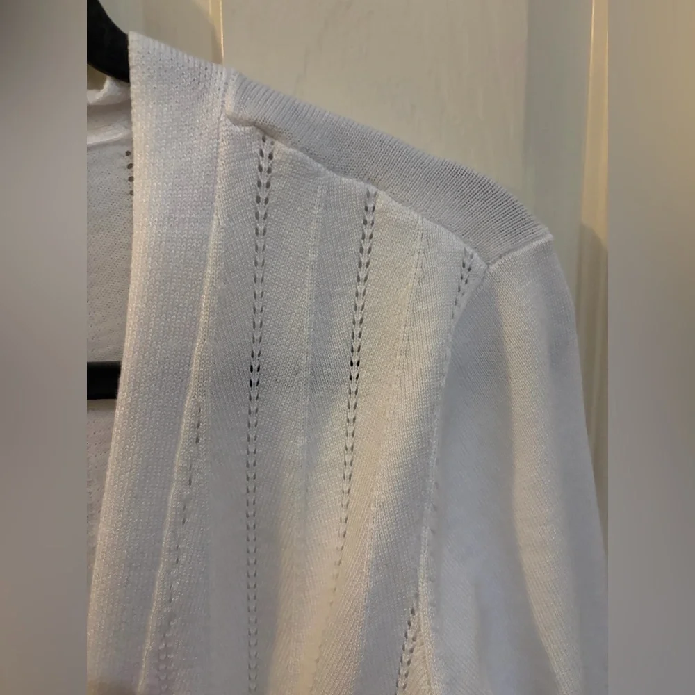 89th + Madison White Open Cardigan Gold Button Sleeve Size M Spring Lightweight - Picture 5 of 8